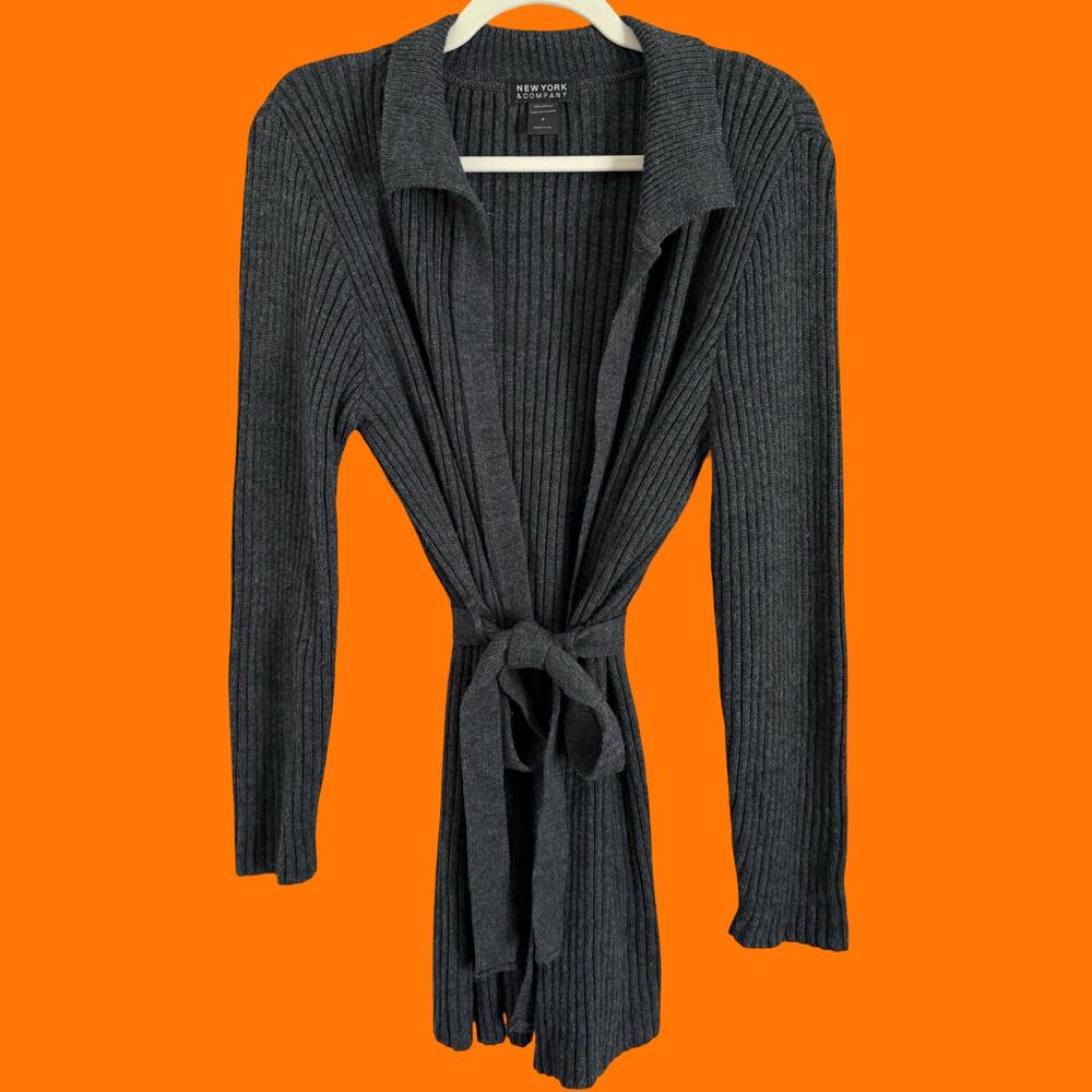 90's 00's vintage dark gray y2k cardigan duster sweater SMALL